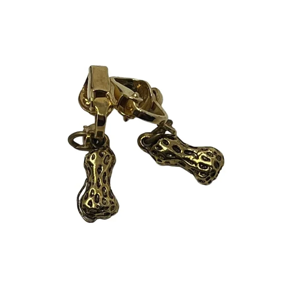 Vintage Peanut Clip On Earrings‎ Gold Tone Dangle Drop